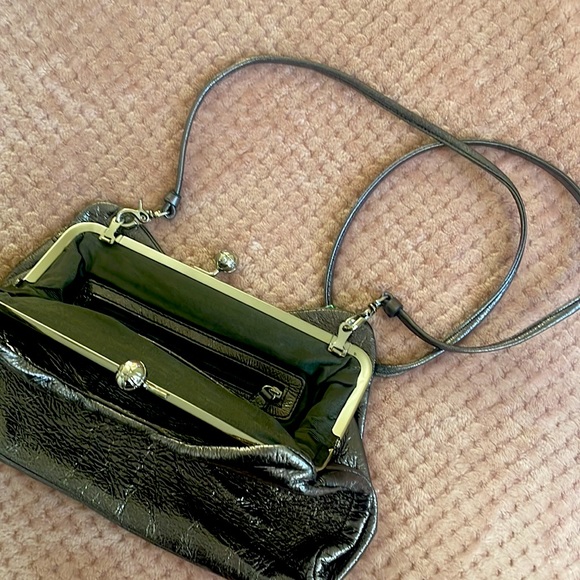 NEW | Elizabetta Franchi Ruched Silver Gunmetal Clutch Shoulder Bag Ball Clasp - Picture 4 of 5